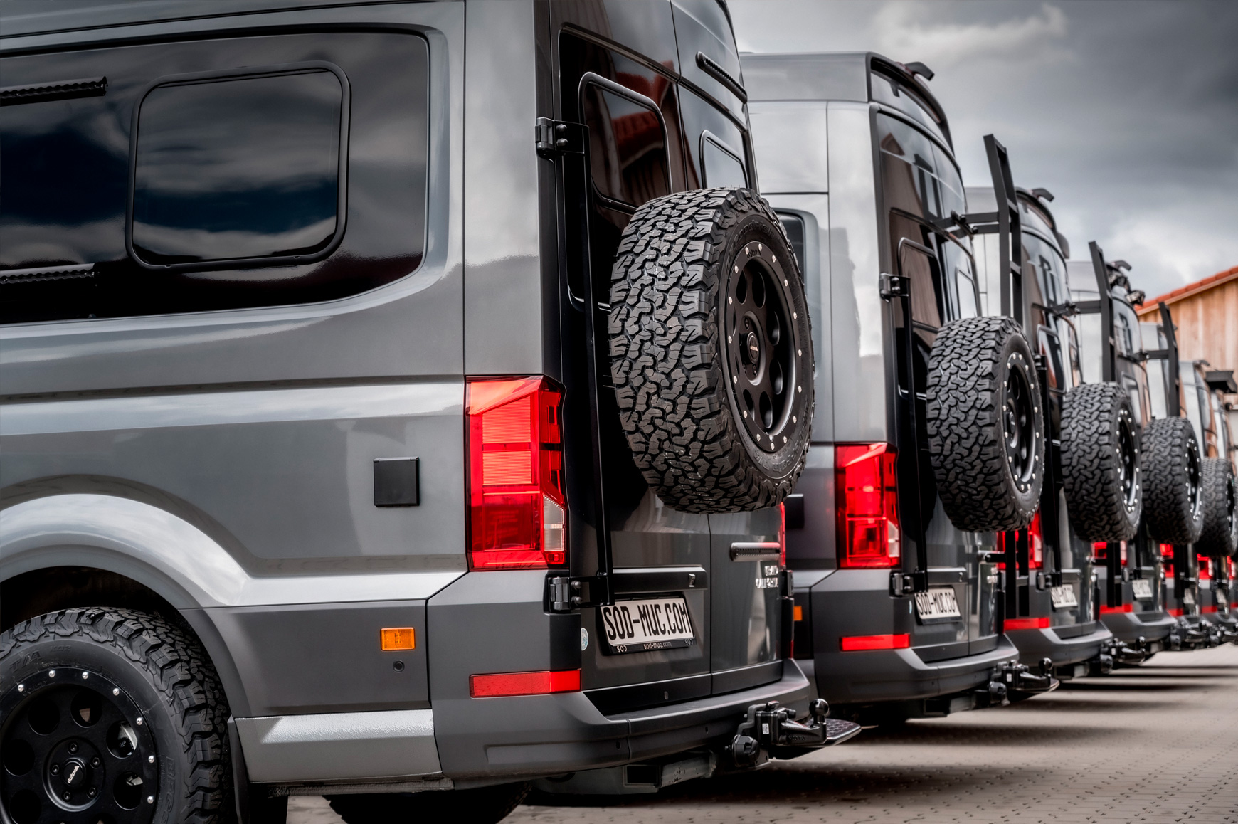 The SOD campingvans in front of the production hall